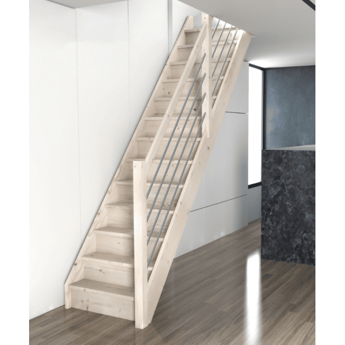 Escalier Classique TRENDY ECO Sapin hauteur 260 à 305 cm