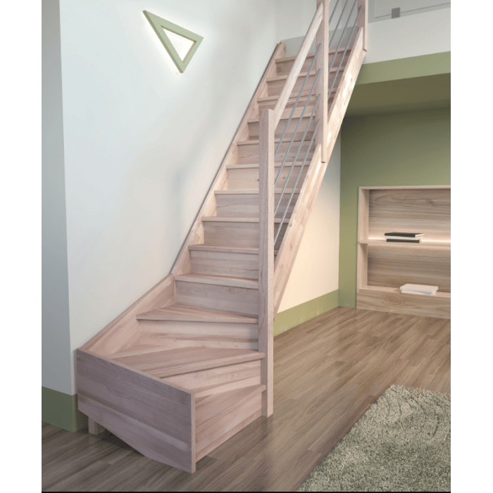 Escalier Classique TRENDY ECO Hêtre hauteur 260 à 305 cm