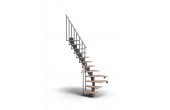 (GIRARD)  escalier fRANKFURT  1/4 T  -11 marches hauteur jusqu'à 258cm largeur 65 blanc RAL9016/hêtre huilé