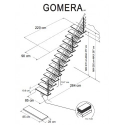 Escalier limon central GOMERA hauteur 272 à 297 cm