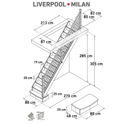 Escalier Classique Chêne LIVERPOOL Hauteur 260 à  305 cm