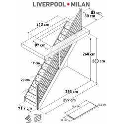 Escalier Classique Chêne MILAN Hauteur 260 à  305 cm