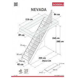 Escalier Classique NEVADA hauteur 260 à 300 cm