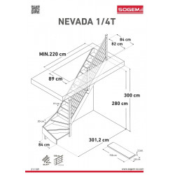 Escalier Classique NEVADA hauteur 260 à 300 cm