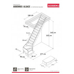 Escalier Classique ALSACE 260 à 345 cm