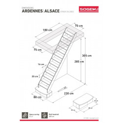 Escalier Classique ALSACE 260 à 345 cm