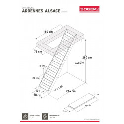 Escalier Classique ALSACE 260 à 345 cm