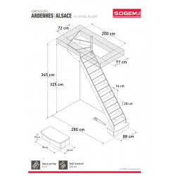 Escalier Classique ALSACE 260 à 345 cm