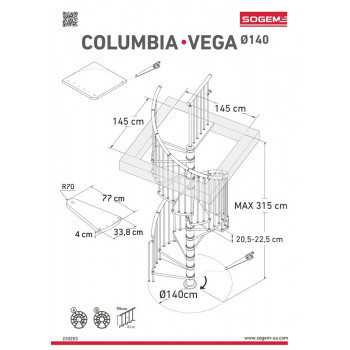 Escalier colimaçon carré en Hêtre SQUARE Luxe