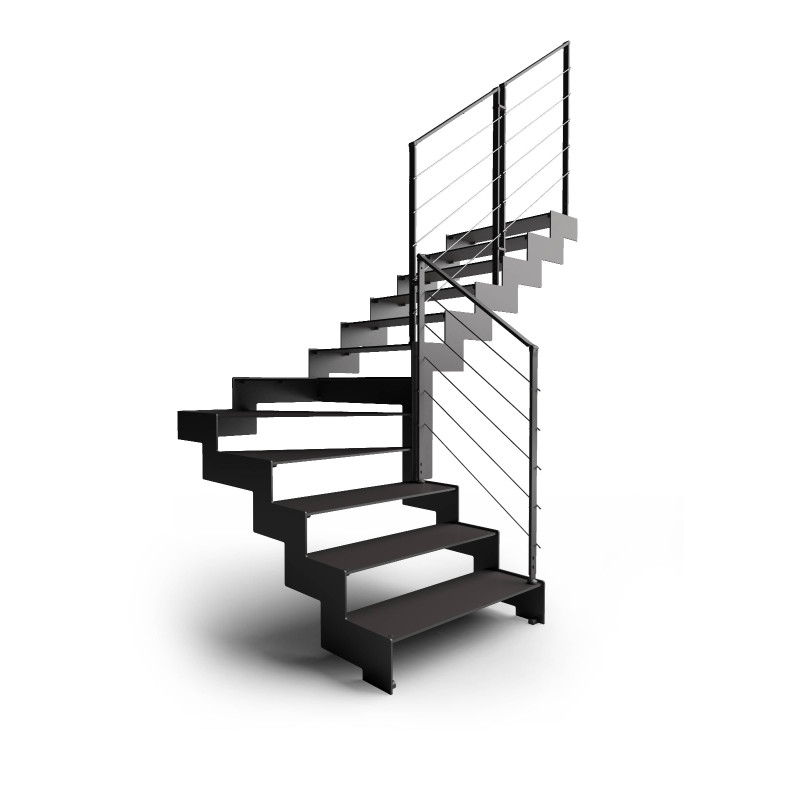 Escalier quart tournant tout acier L20 full metal