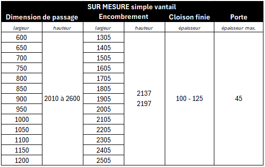 chassis sur mesure 1v newspace dimensions