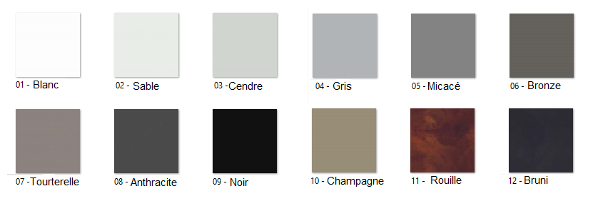 nuancier coloris métal